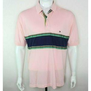 Tommy Hilfiger Men's Polo Shirt Pink Stripes